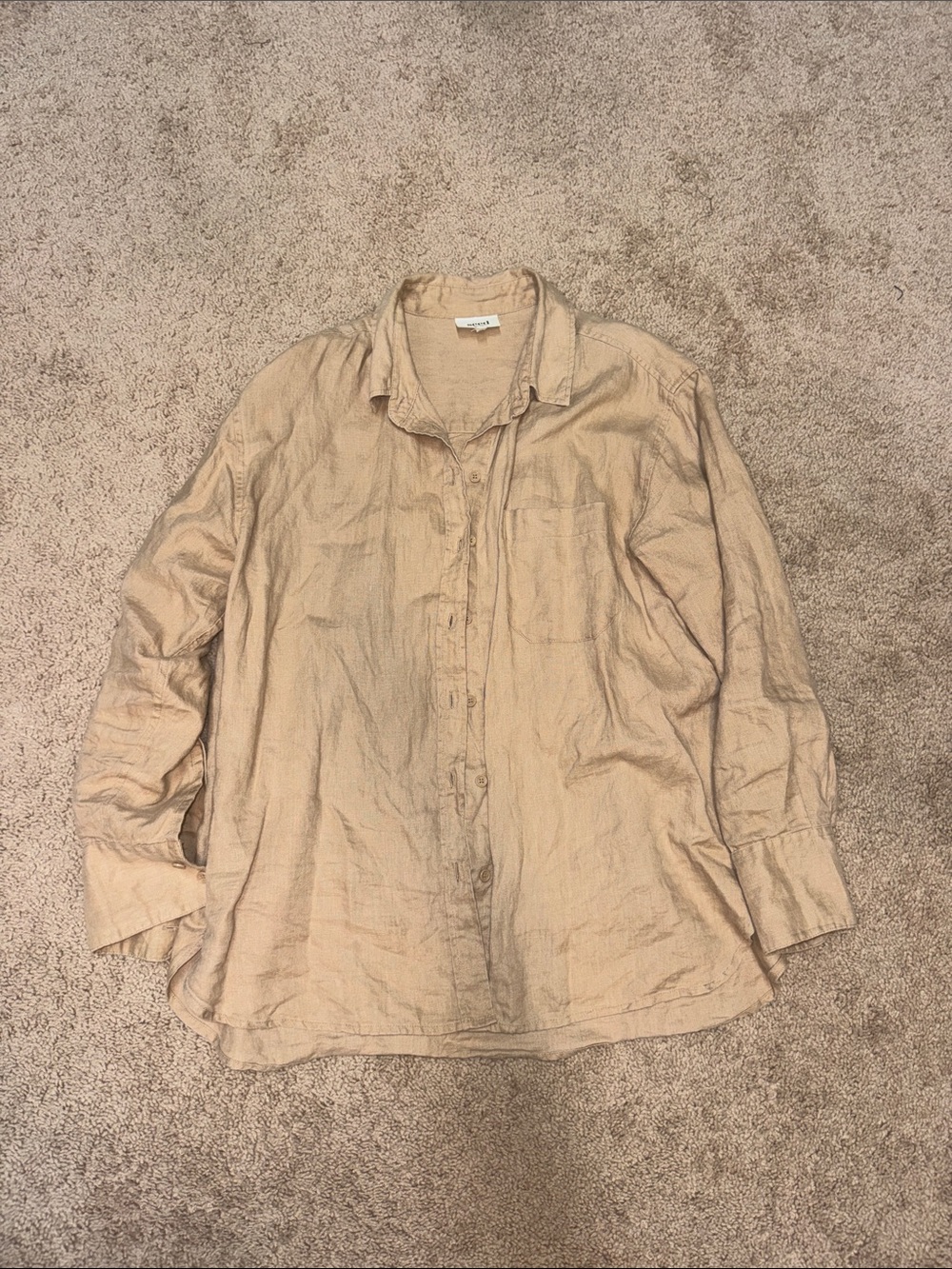 Women's Beige Linen Button-Up Shirt